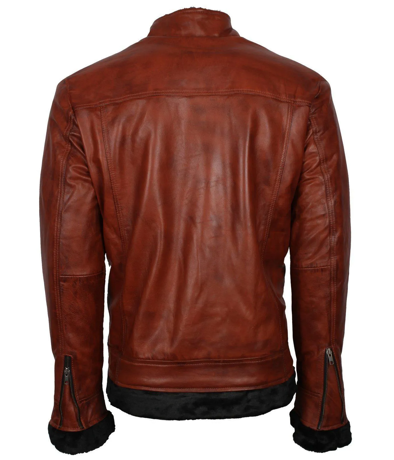 Men's Vintage Brown Classic Genuine Leather Fur Lining Jacket