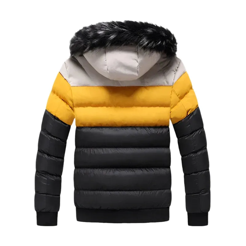 Men's Winter Parka Jacket - Thick, Waterproof, Windproof Coat with Fur Collar Hood, Casual Warm Outerwear