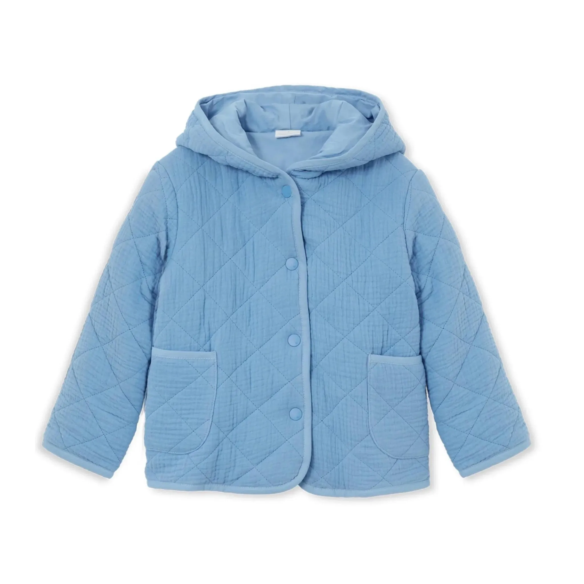 Milky Cornflower Quilted Button Jacket