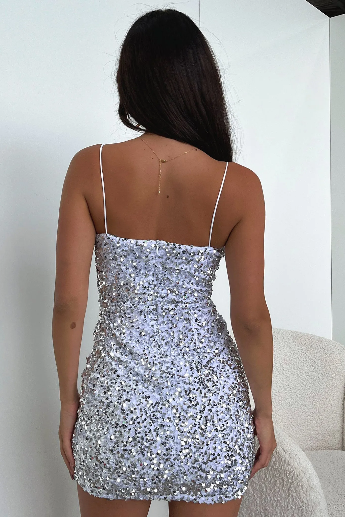 Miranda Dress - Silver Sequin