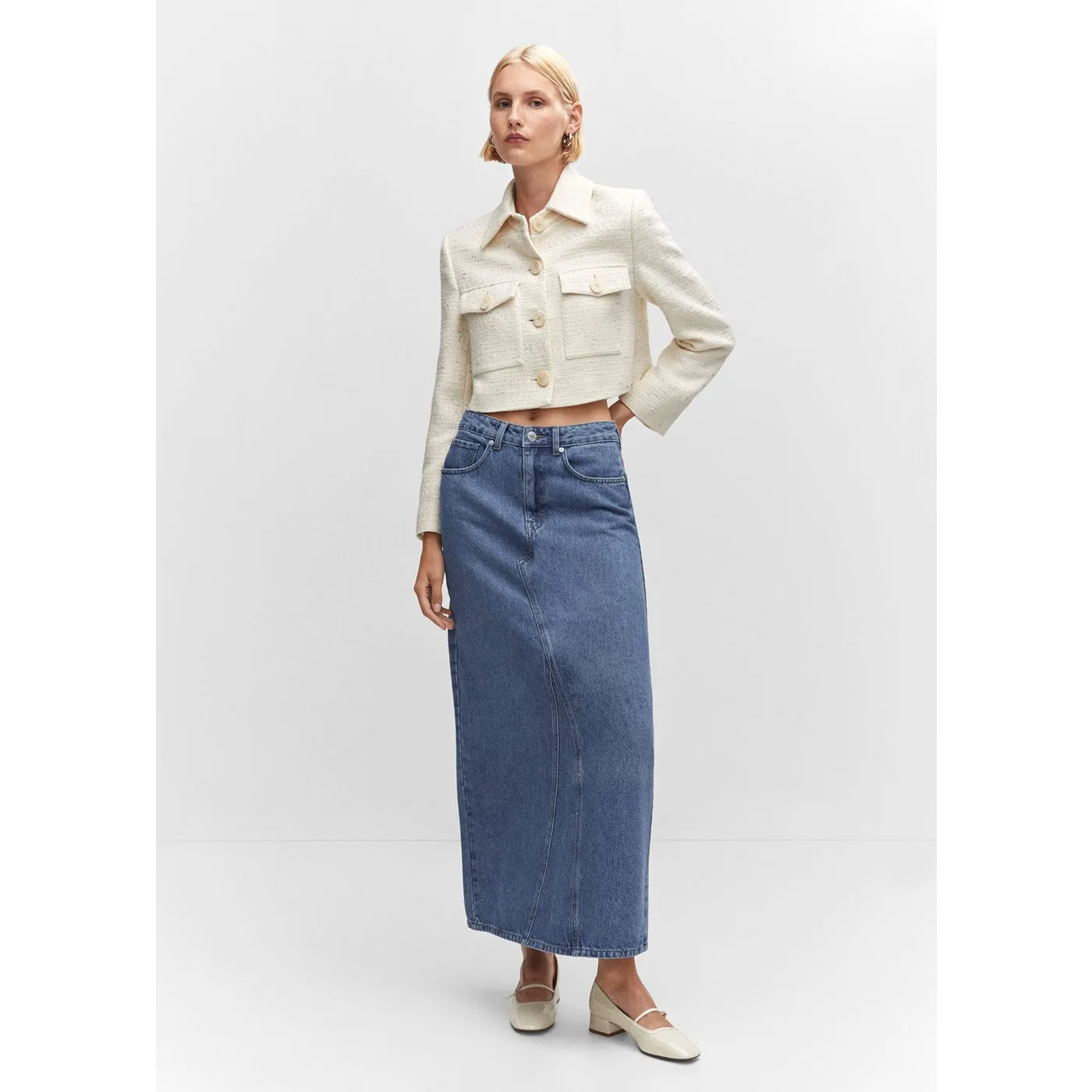 MNG Blue Denim Long Skirt