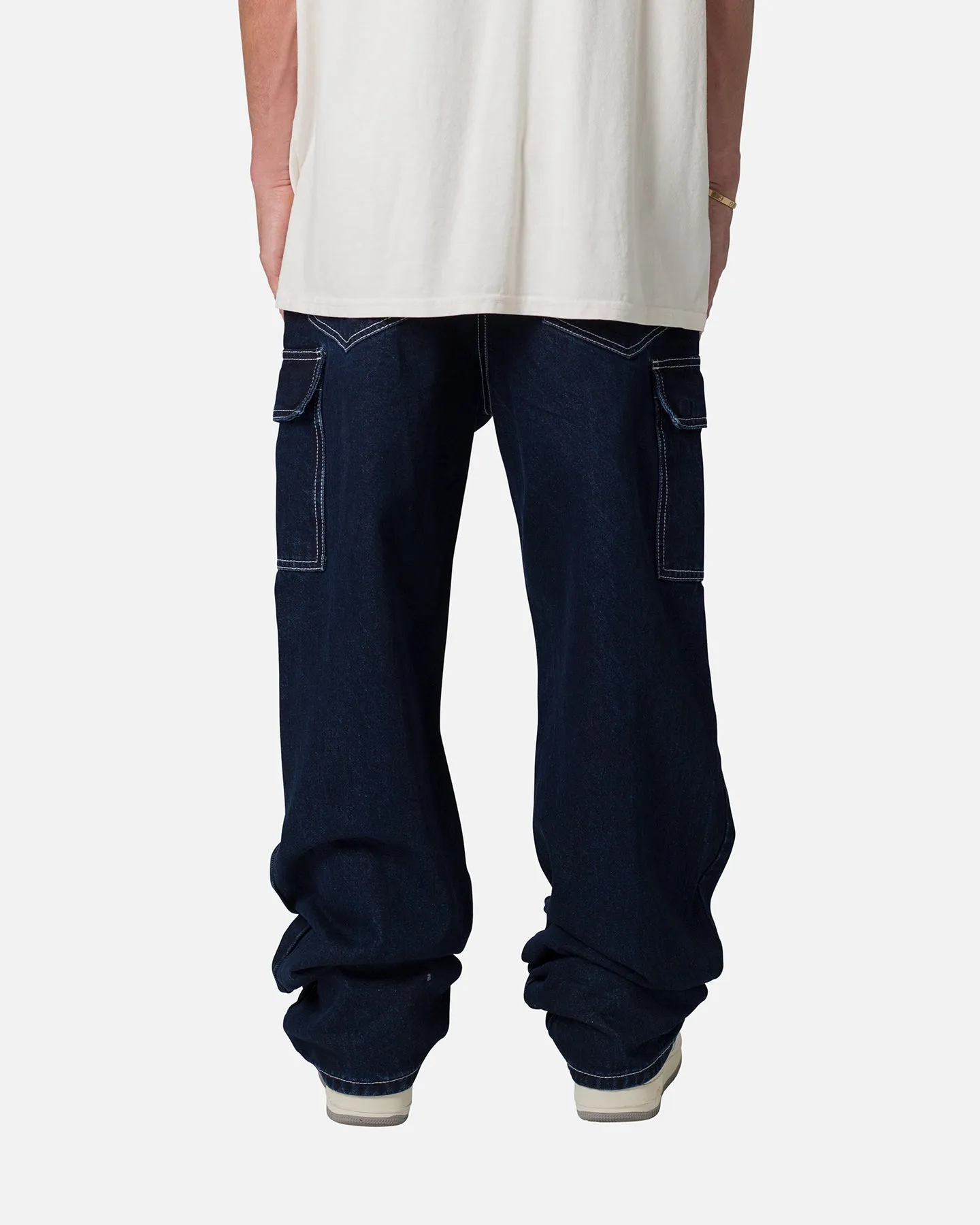 MNML Contrast Ultra Baggy Cargo Denim Jeans Blue