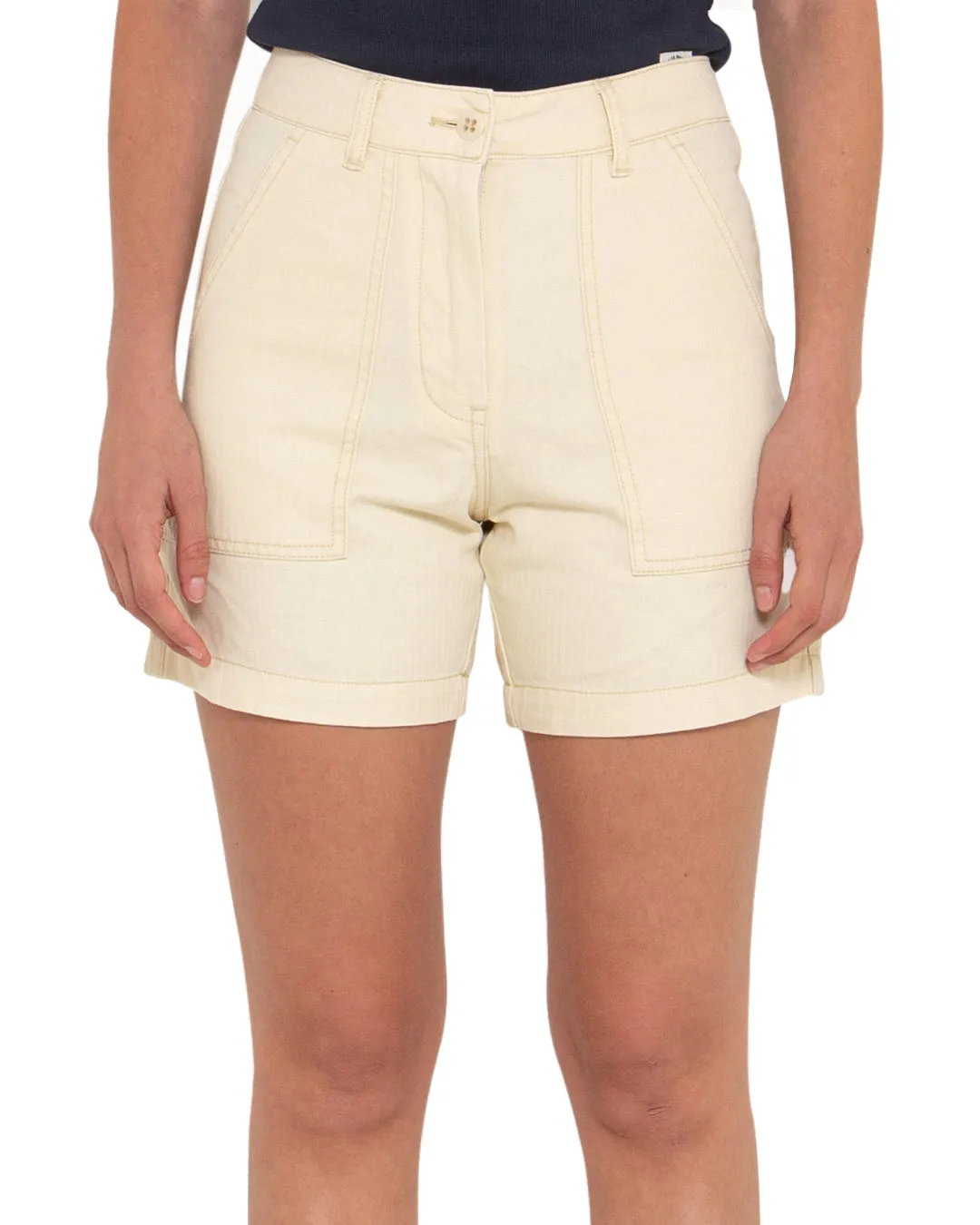 Mona Herringbone Short - Bone White