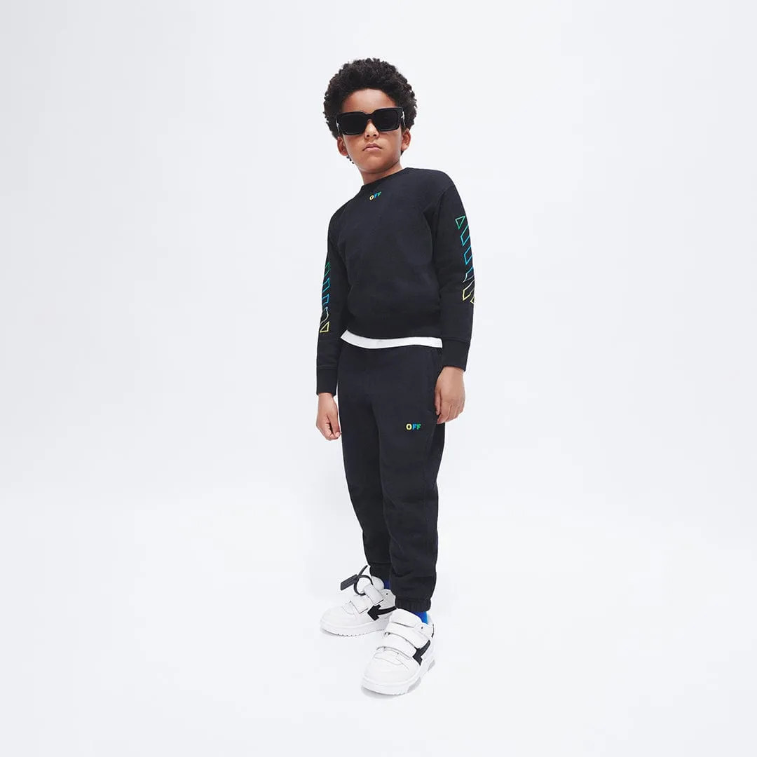 Off-White Kids Diagonal Rainbow Joggers in Black