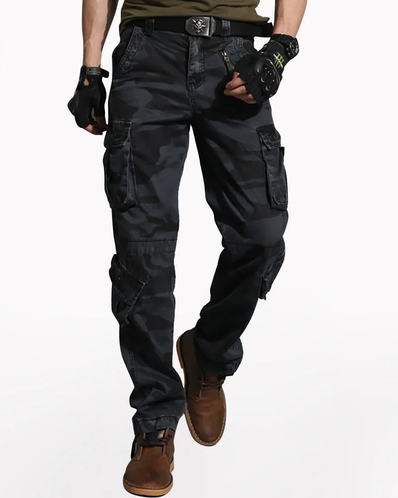 Oversize Multi-Pocket Black Camo Cargo Pants