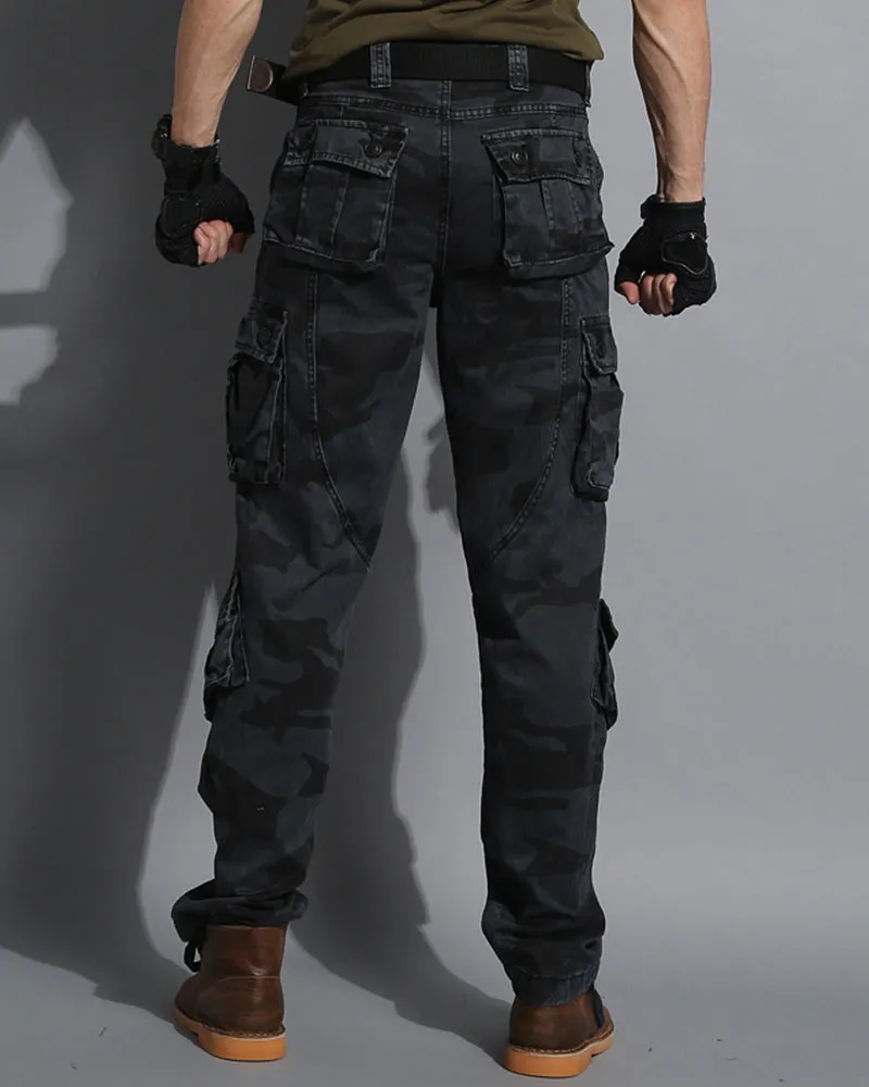 Oversize Multi-Pocket Black Camo Cargo Pants