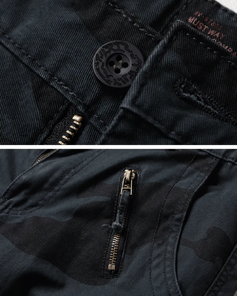 Oversize Multi-Pocket Black Camo Cargo Pants