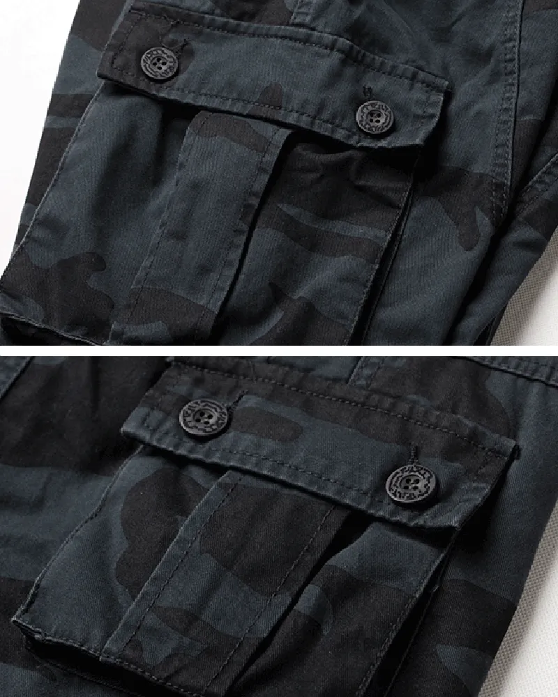 Oversize Multi-Pocket Black Camo Cargo Pants