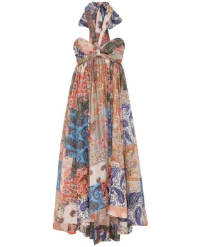 Paisley Patchwork Devi Halter Midi Dress