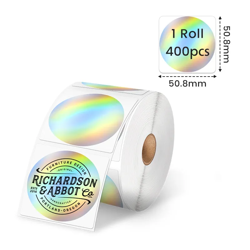 Phomemo 2" Silver Thermal Holographic Sticker for Shipping Label Printer