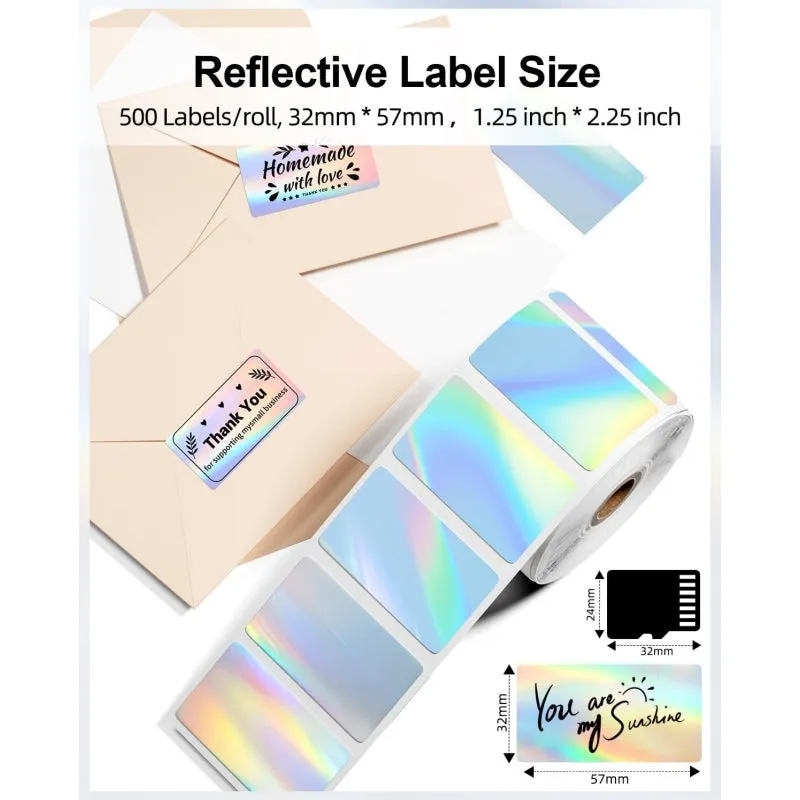 Phomemo 2" Silver Thermal Holographic Sticker for Shipping Label Printer