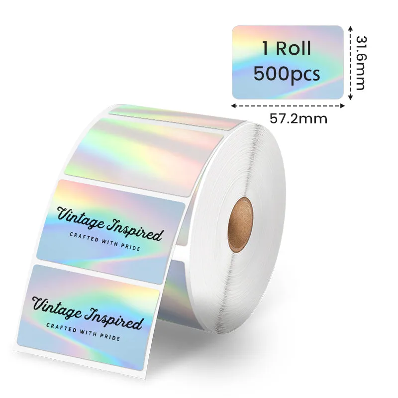 Phomemo 2" Silver Thermal Holographic Sticker for Shipping Label Printer