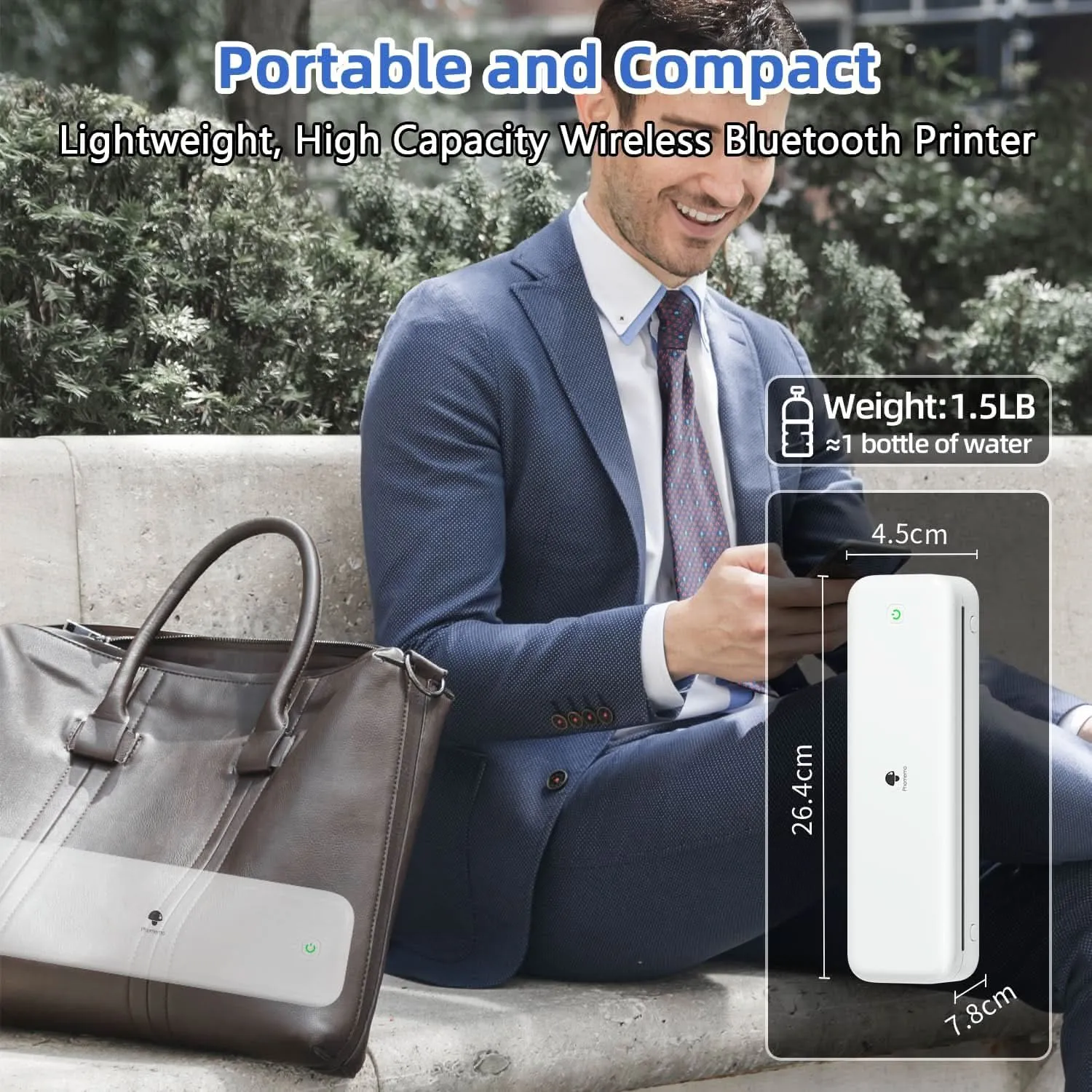 Phomemo M834 Thermal Printer A4-Portable Printer A4 Compatible with Android & IOS, Bluetooth Wireless Mobile Printer,Inkless Printer A4 Support Phone and Laptop for Office, Home, School, Outdoor