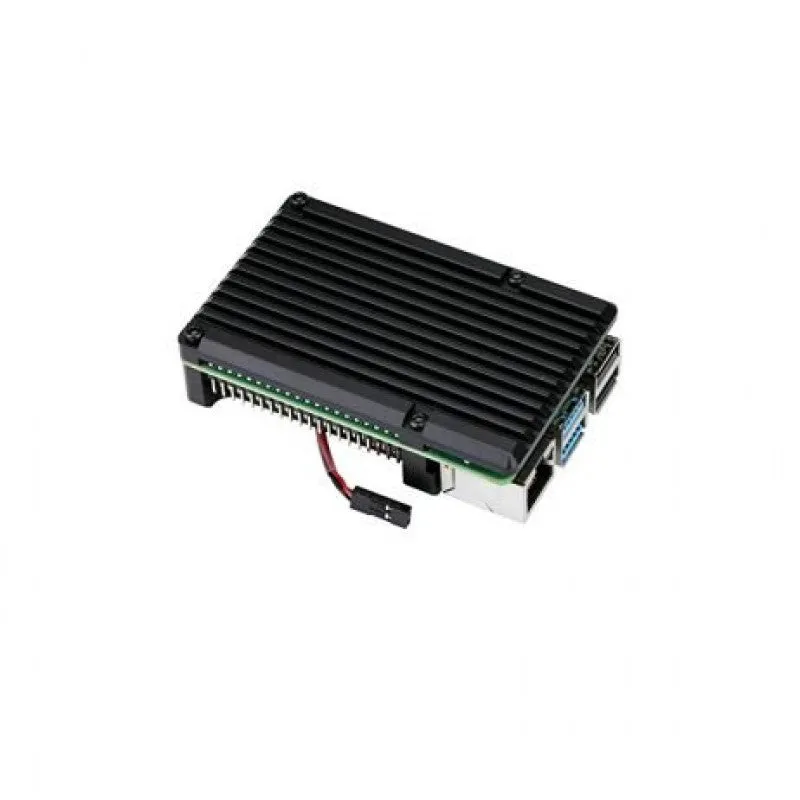 Pi 4 Black Aluminum Heat Sink Case with Double Fans for Raspberry Pi 4