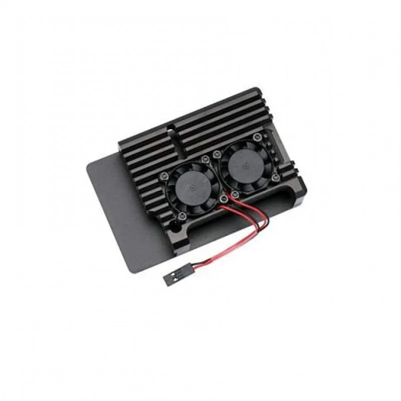 Pi 4 Black Aluminum Heat Sink Case with Double Fans for Raspberry Pi 4