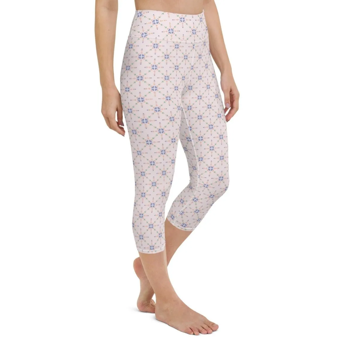 Pink Patterned Women's Capri Yoga Pants