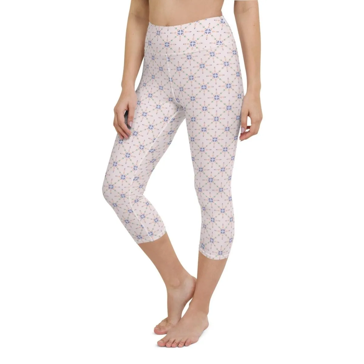 Pink Patterned Women's Capri Yoga Pants