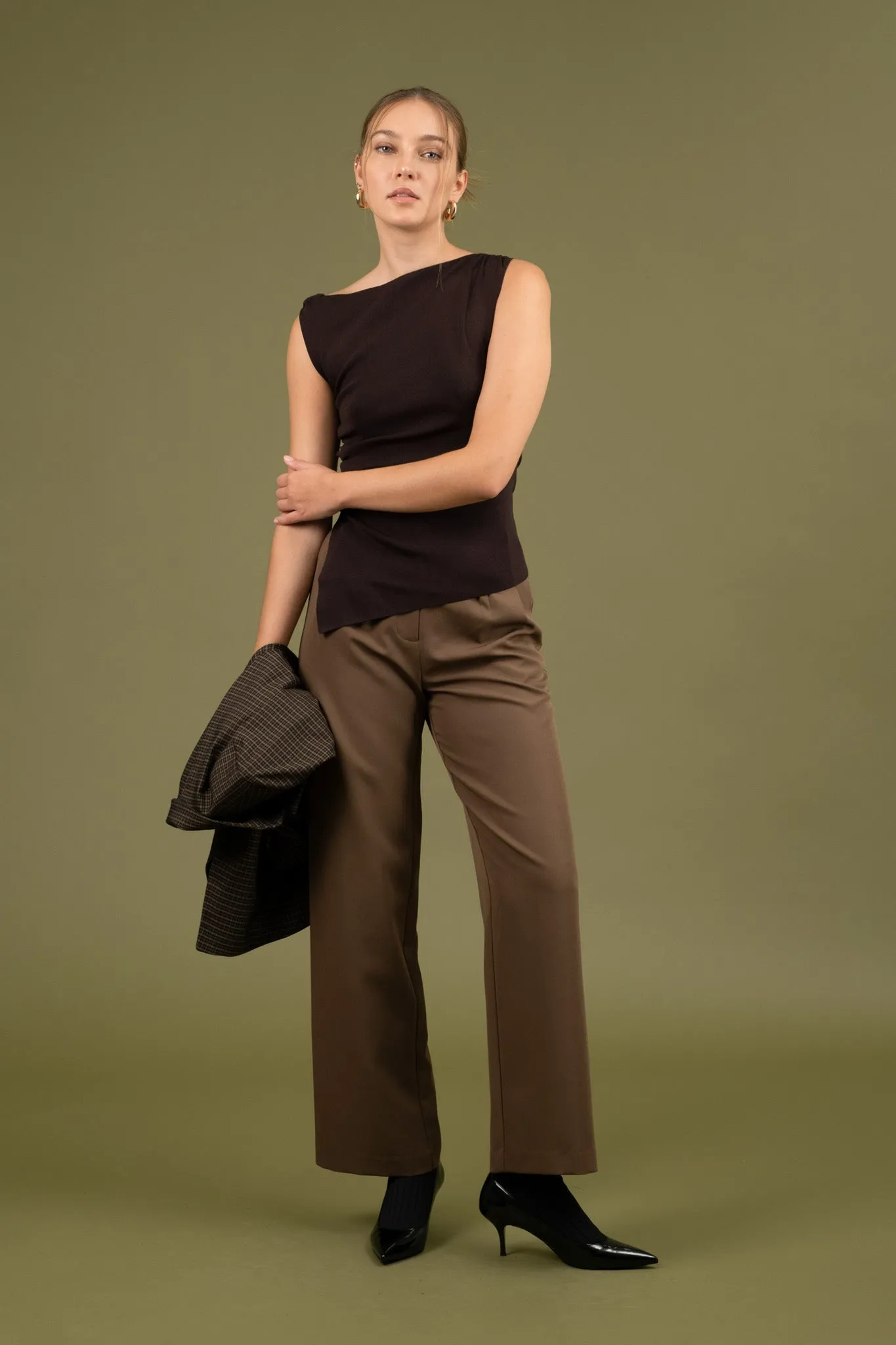 PLEATED WIDE LEG DRESS PANTS