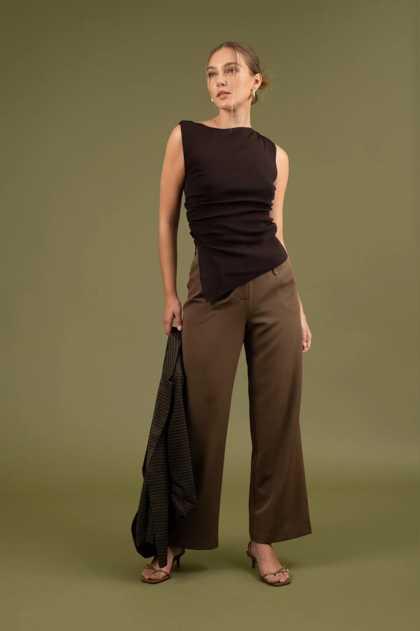 PLEATED WIDE LEG DRESS PANTS