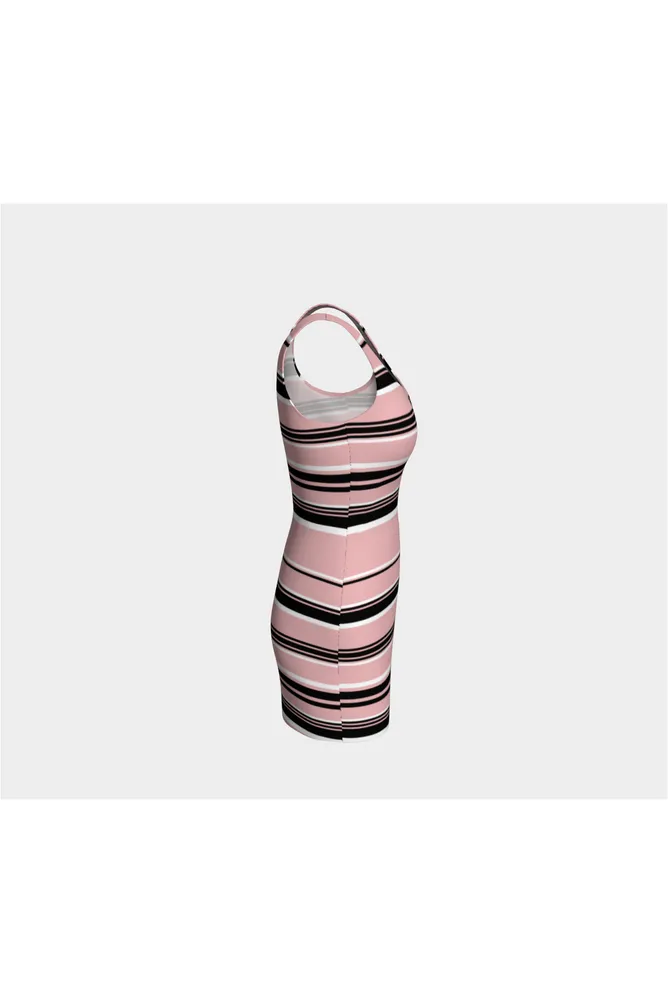 Pressed Rose & Black and White Stripes Bodycon