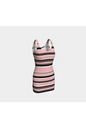 Pressed Rose & Black and White Stripes Bodycon