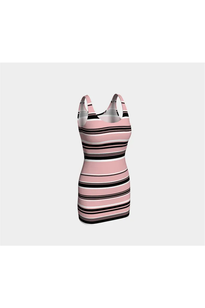 Pressed Rose & Black and White Stripes Bodycon