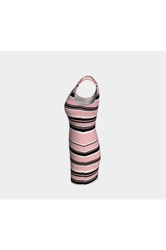 Pressed Rose & Black and White Stripes Bodycon