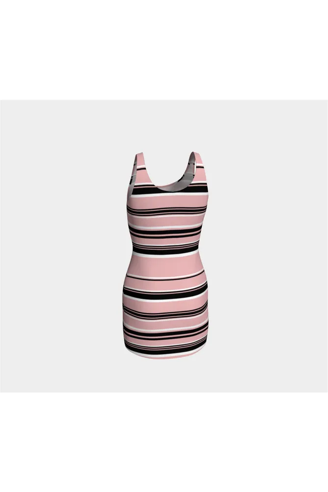 Pressed Rose & Black and White Stripes Bodycon