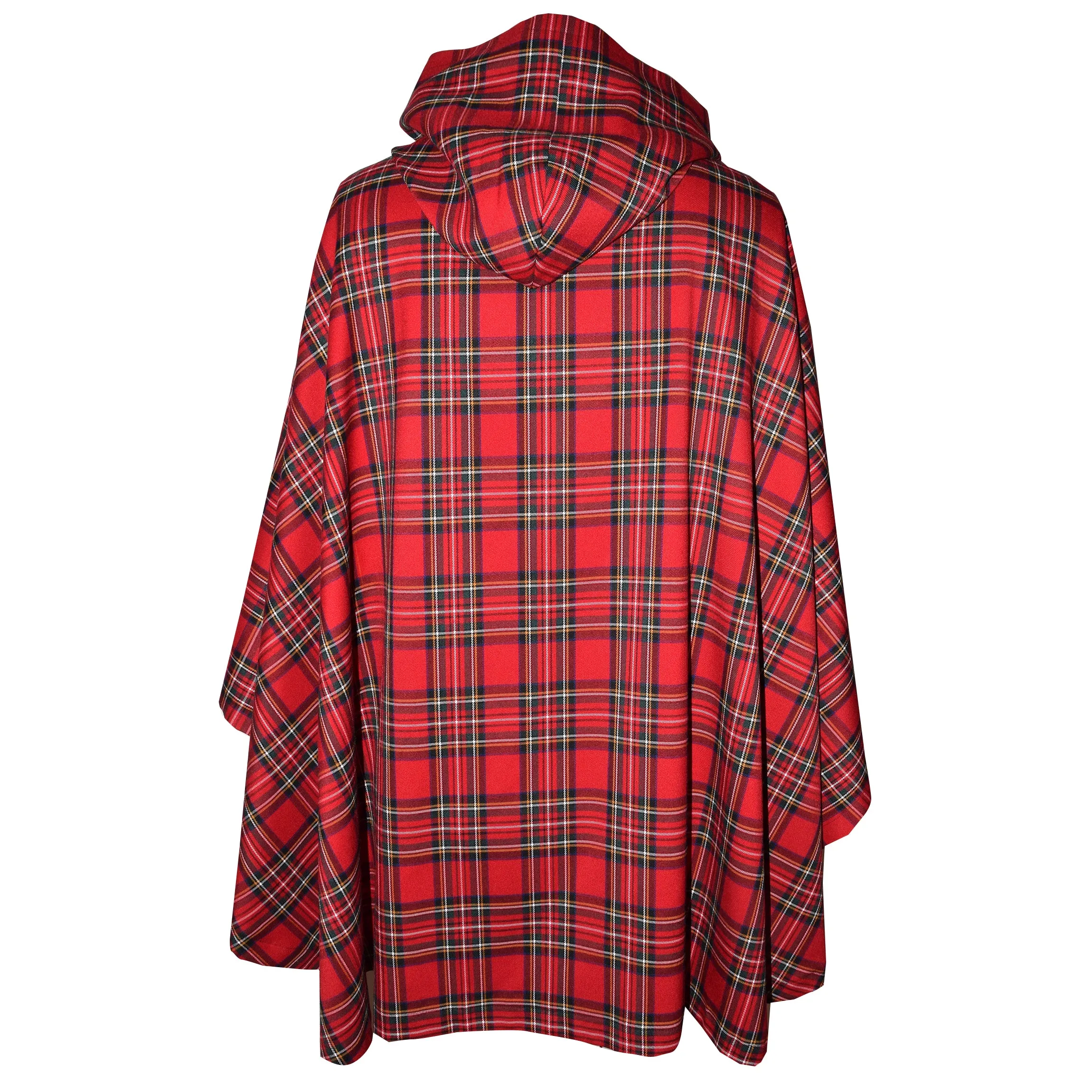 Red Tartan Plaid Lightweight Hooded Cape