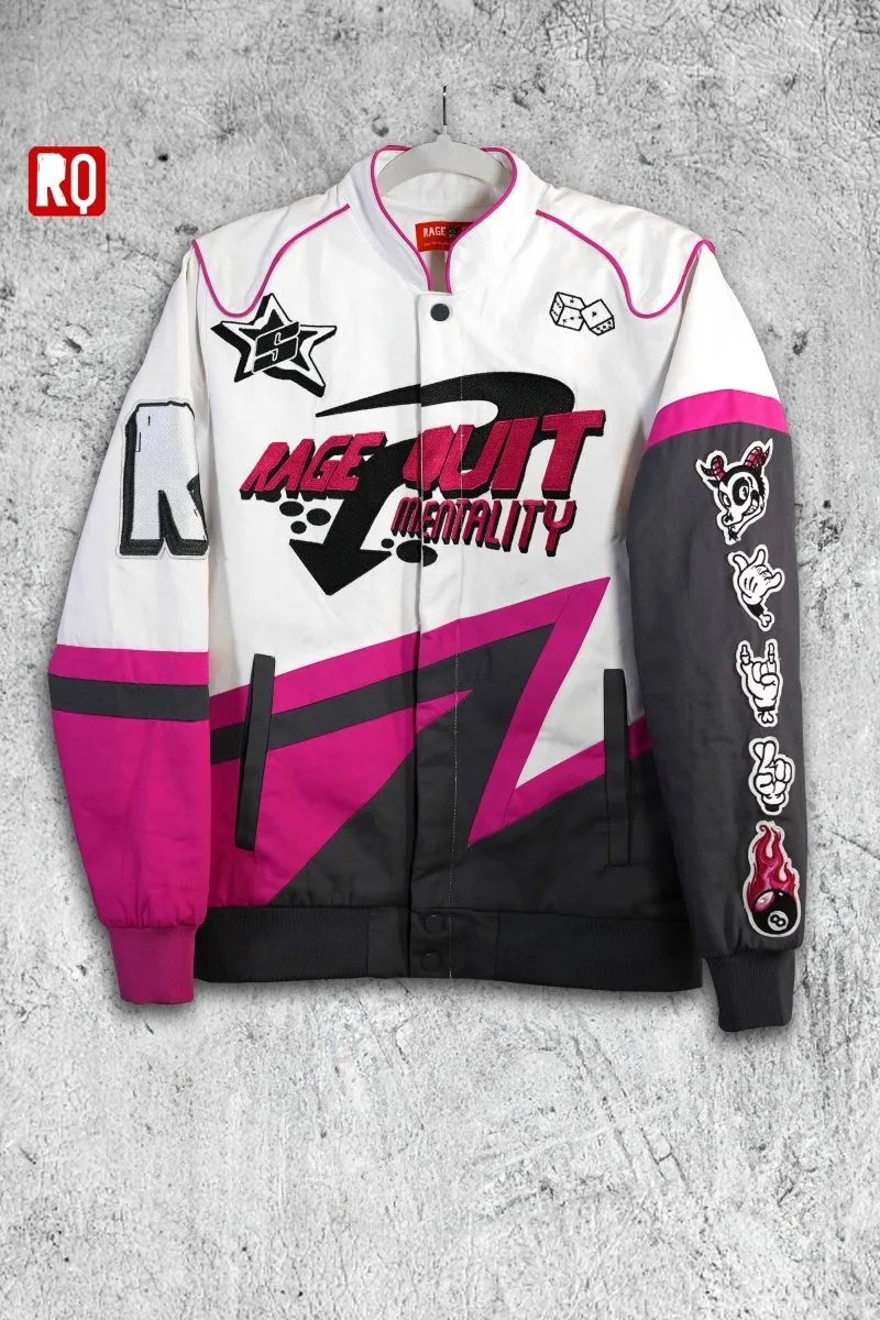 RQ racer Jacket, high quality embroidery, pink lining, unique piece