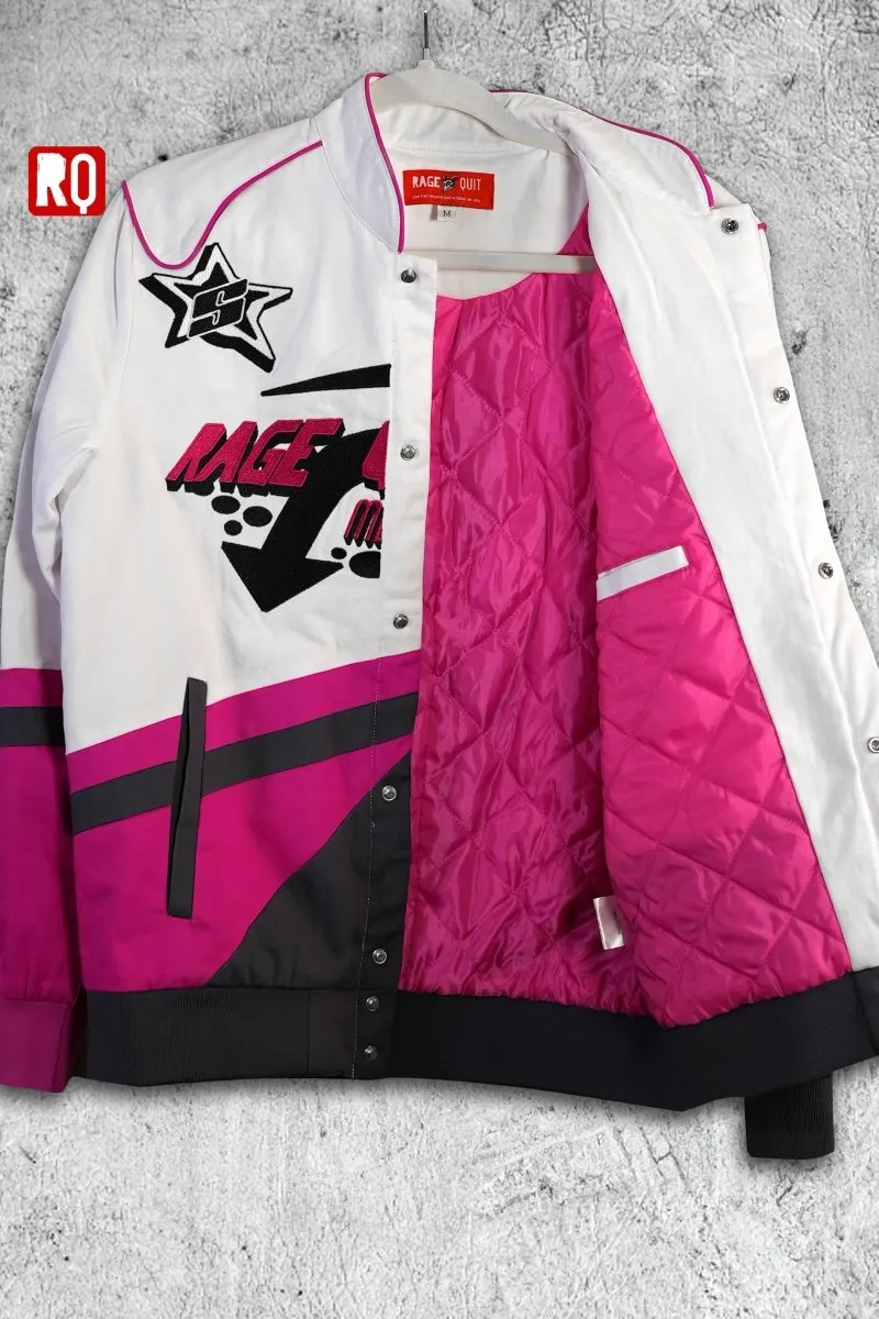 RQ racer Jacket, high quality embroidery, pink lining, unique piece