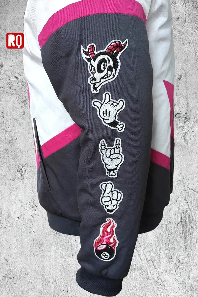 RQ racer Jacket, high quality embroidery, pink lining, unique piece