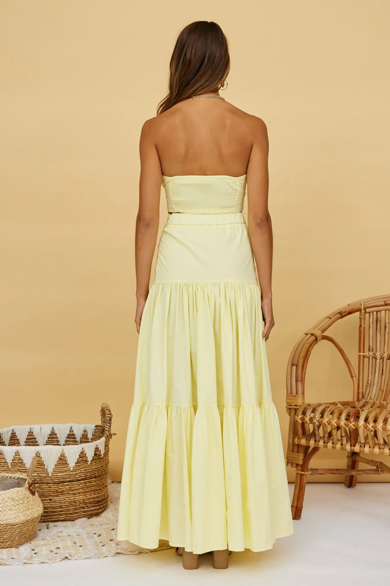 RUNAWAY THE LABEL Ayla Maxi Skirt Lemon