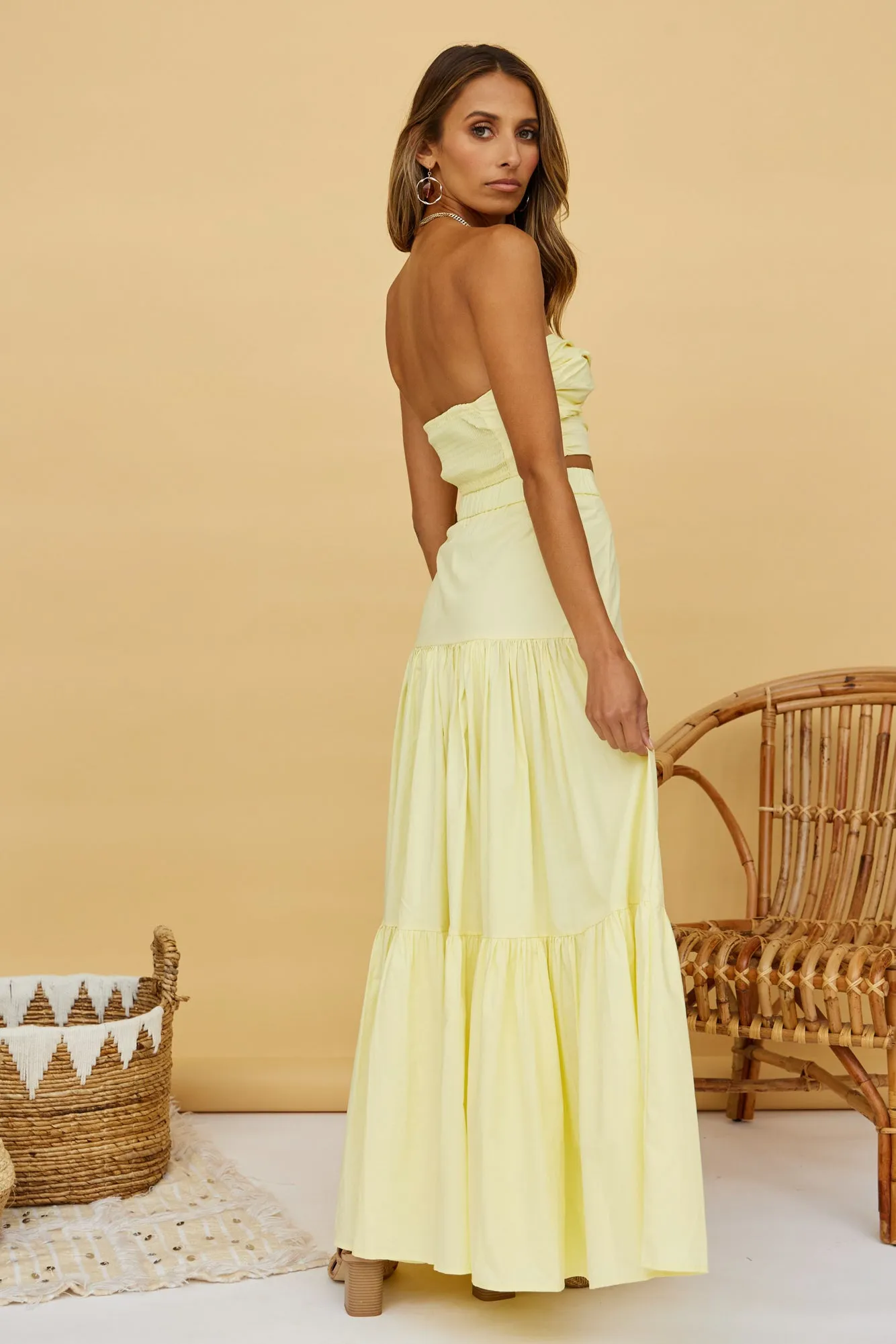 RUNAWAY THE LABEL Ayla Maxi Skirt Lemon