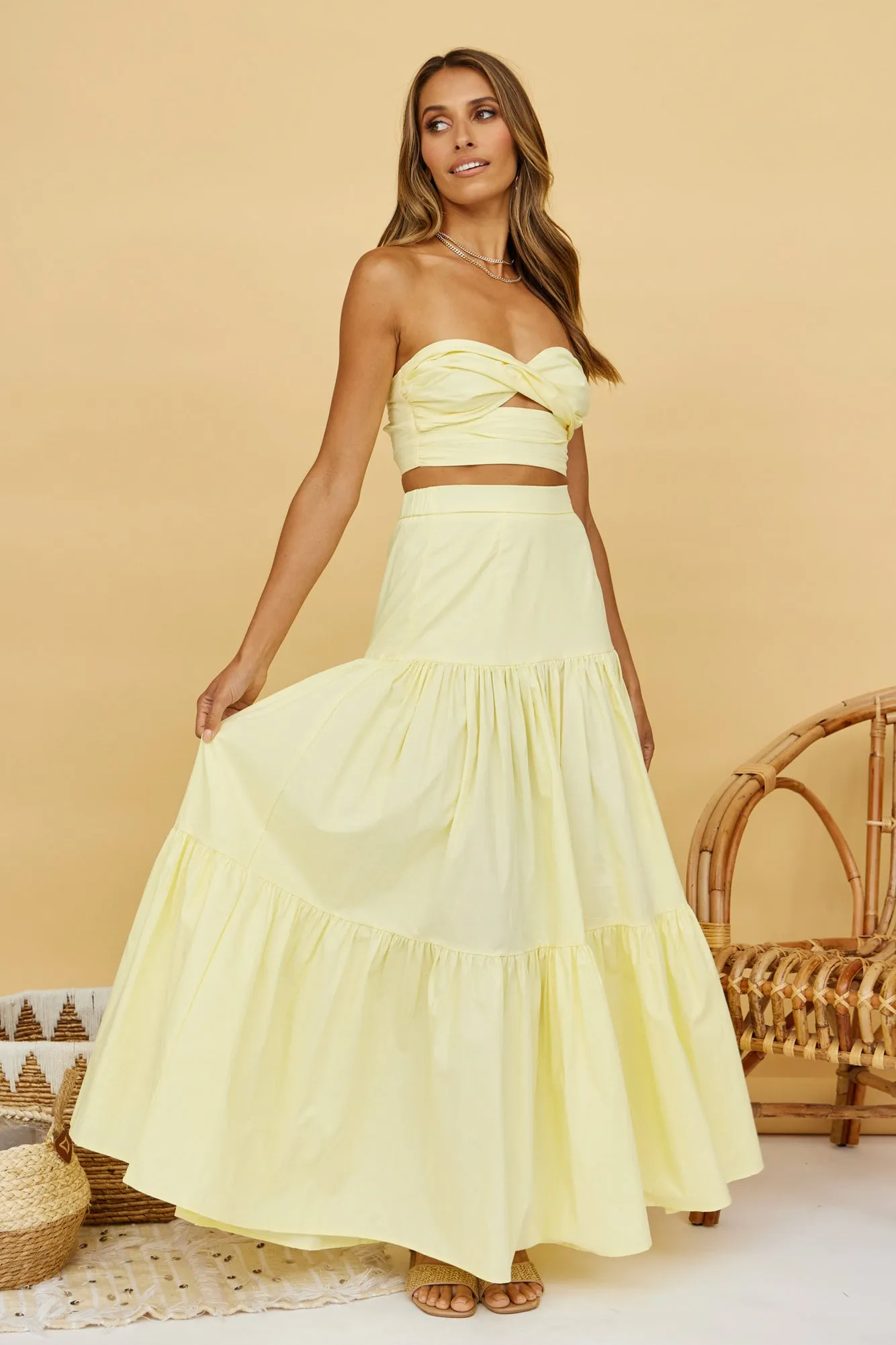 RUNAWAY THE LABEL Ayla Maxi Skirt Lemon