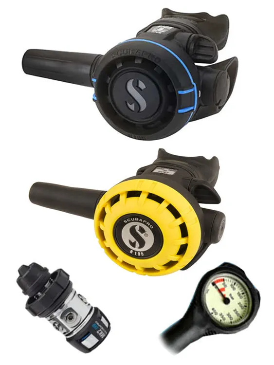 Scubapro Regulator Set: MK2 Evo (DIN or Yoke) / R105 / R-Series Octopus & Termo Gauge