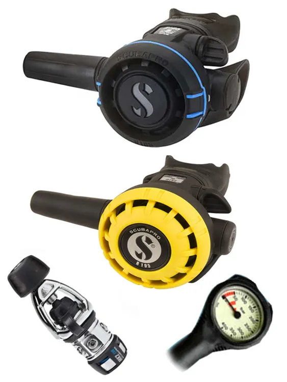 Scubapro Regulator Set: MK2 Evo (DIN or Yoke) / R105 / R-Series Octopus & Termo Gauge