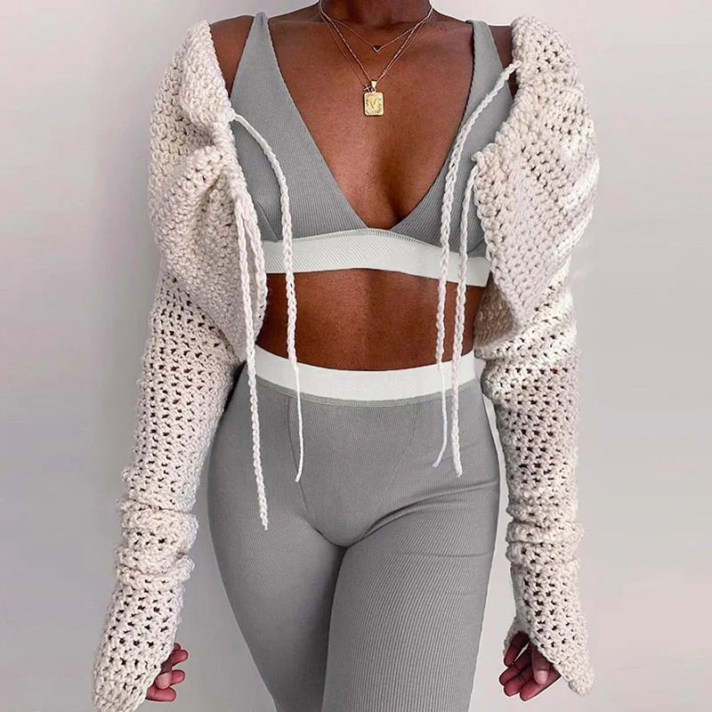 Sleeveless V-Neck Crop Tops Leggings Women Fashion Streetwear Outfits Sportswear Tracksuit