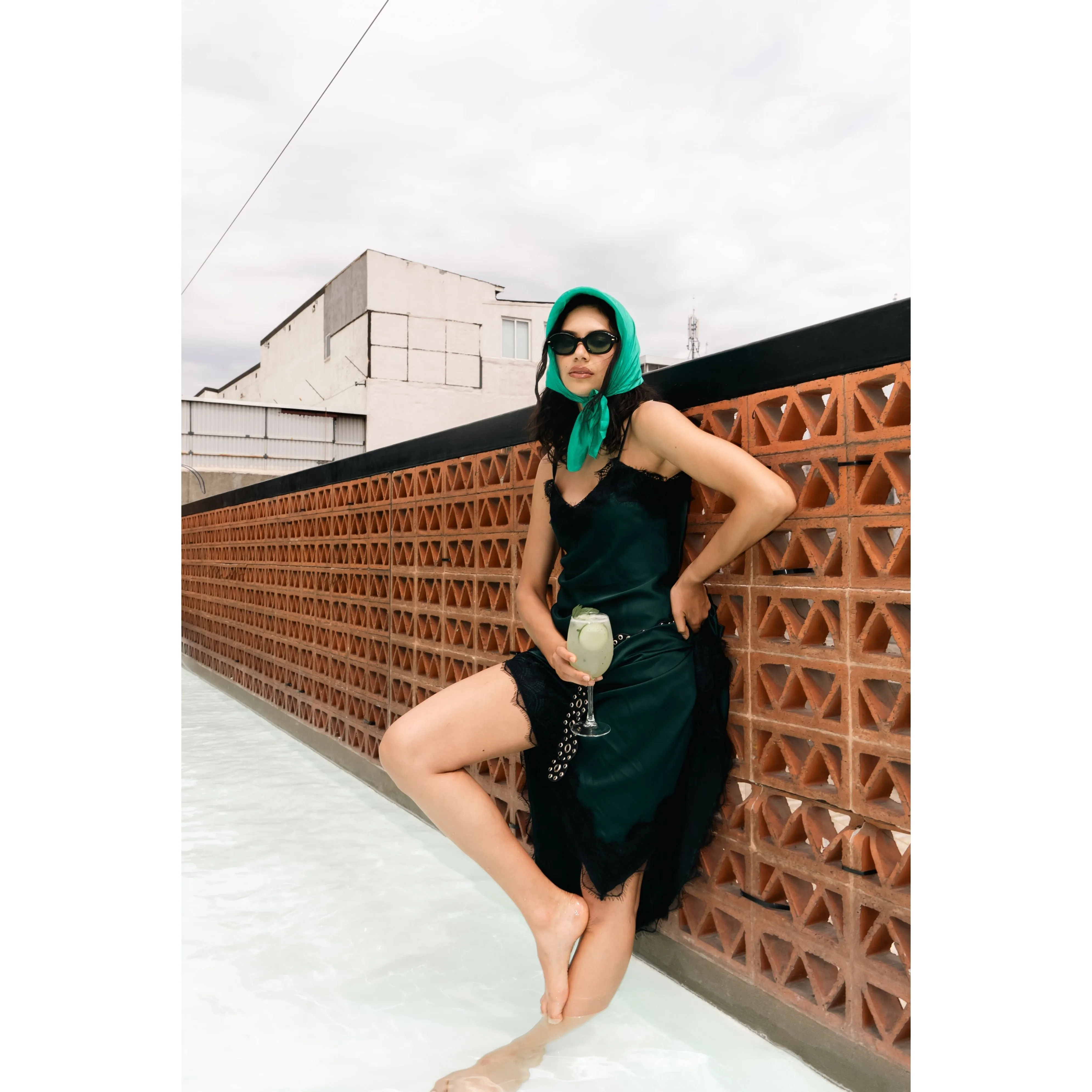 Slip dress largo verde