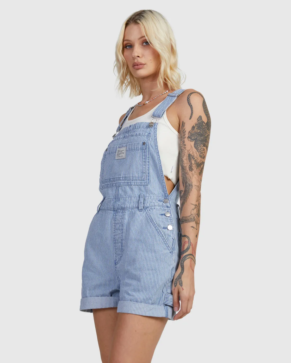 Sloucher Overall Dungaree Shorts - Coast