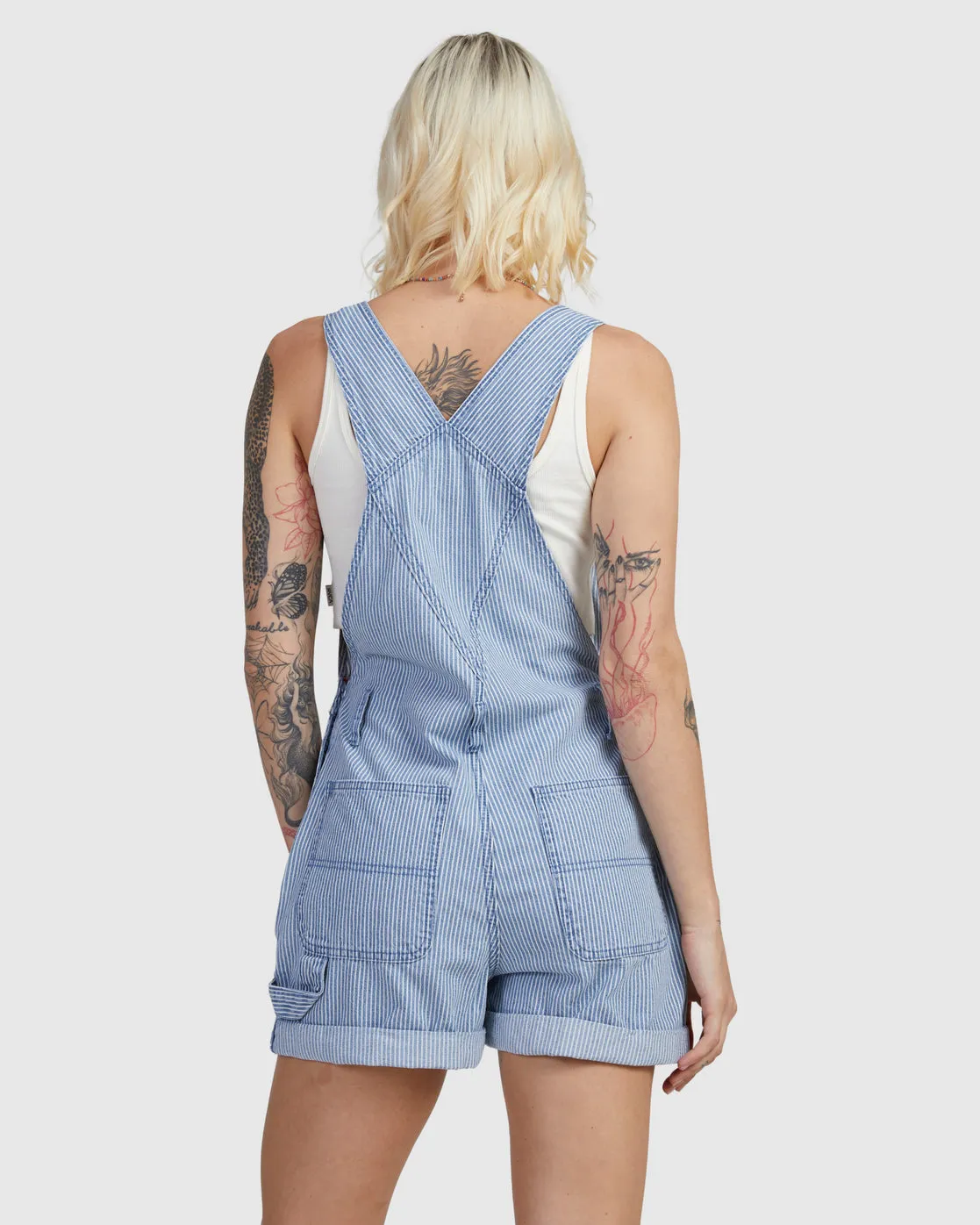 Sloucher Overall Dungaree Shorts - Coast