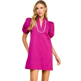 Split Crew Neck Scalloped Dress