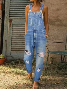 Sports Backpack Ripped Denim Overall