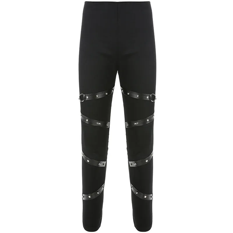 Streetwear High Waist Push Up Black Gothic Leggings