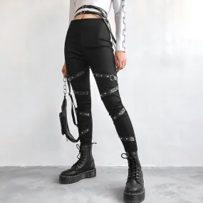 Streetwear High Waist Push Up Black Gothic Leggings