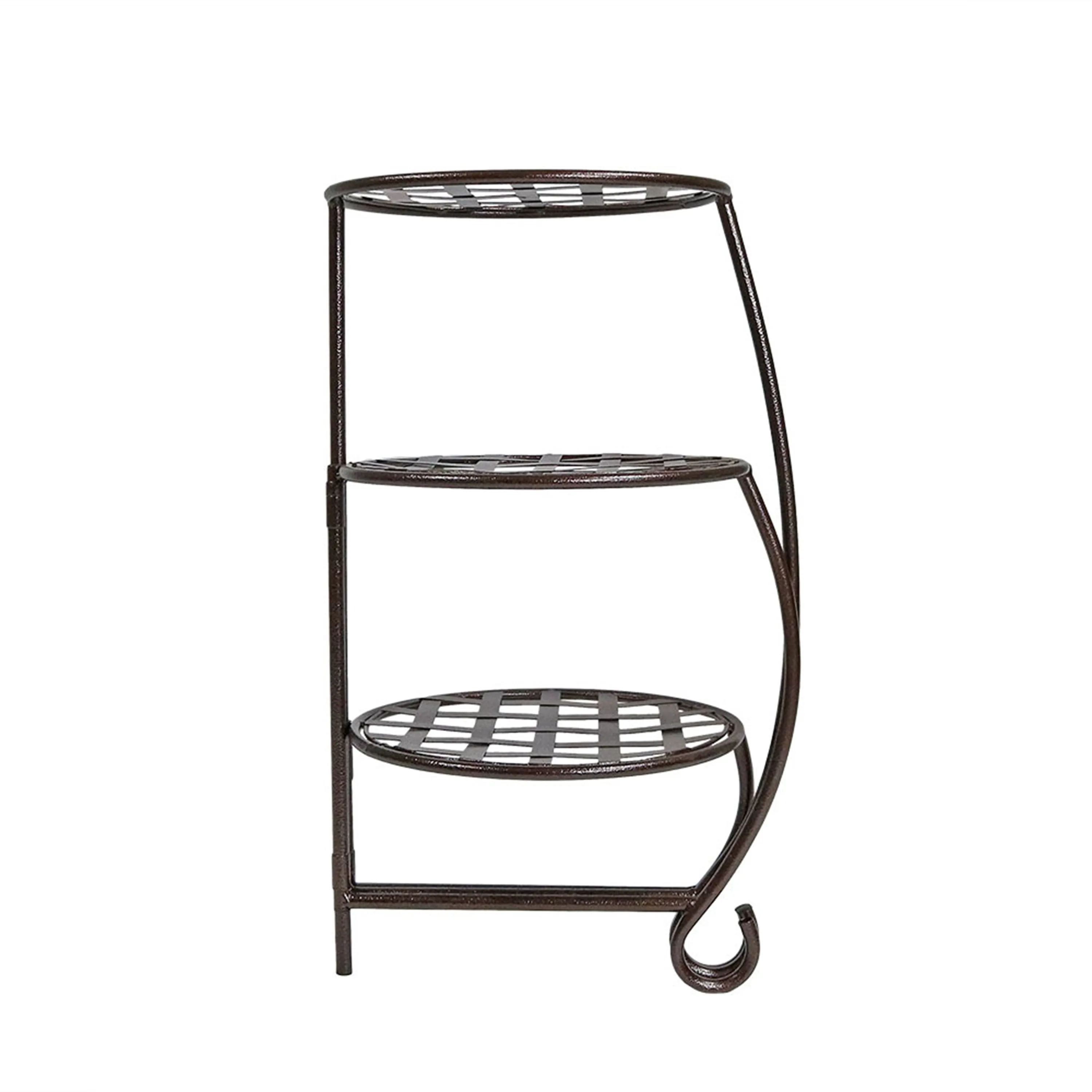 Sunnydaze Bronze Checkered Triple Plant Stand - Set of 2