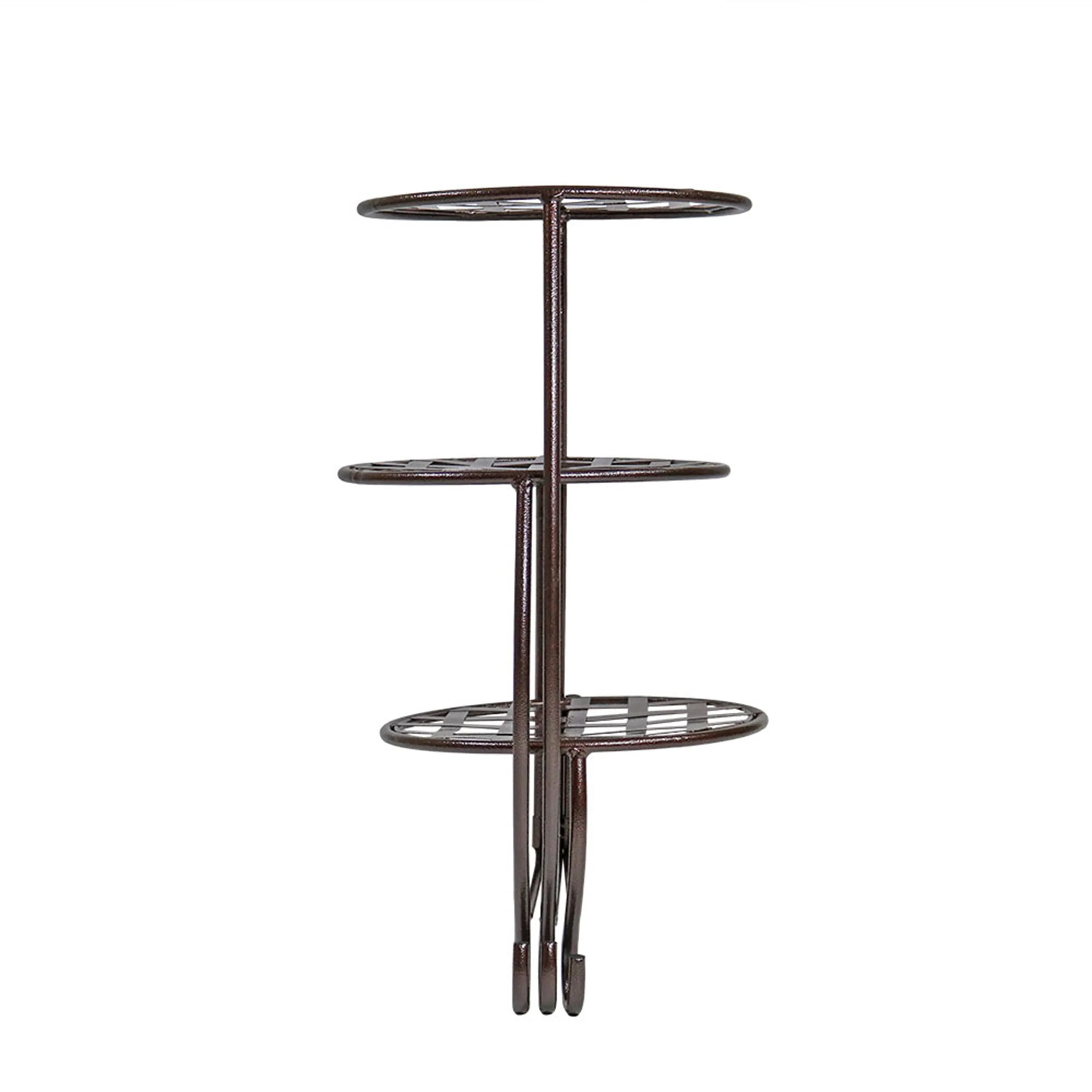 Sunnydaze Bronze Checkered Triple Plant Stand - Set of 2