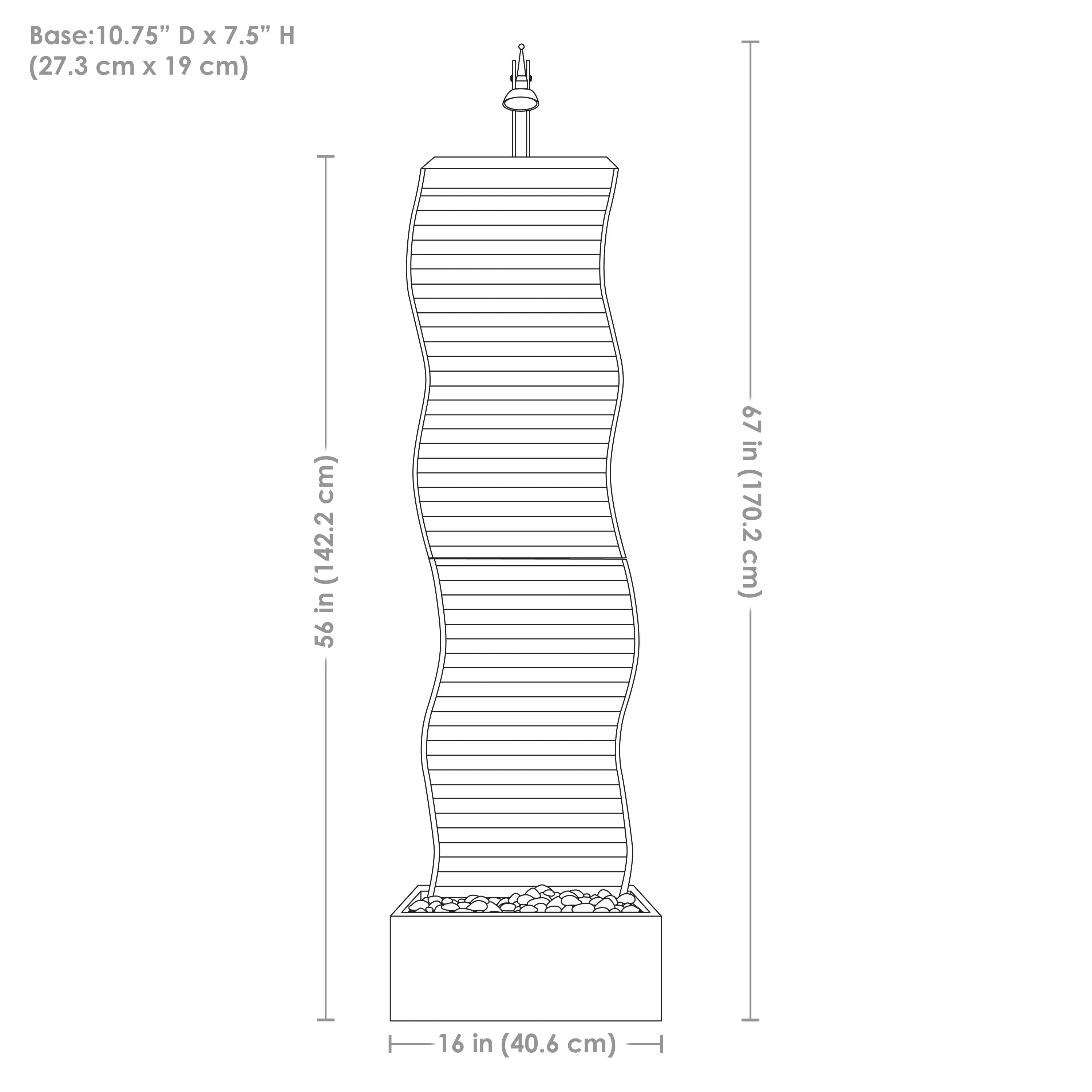 Sunnydaze Curved Ridge Slate Tall Indoor Water Fountain with Light - 56"