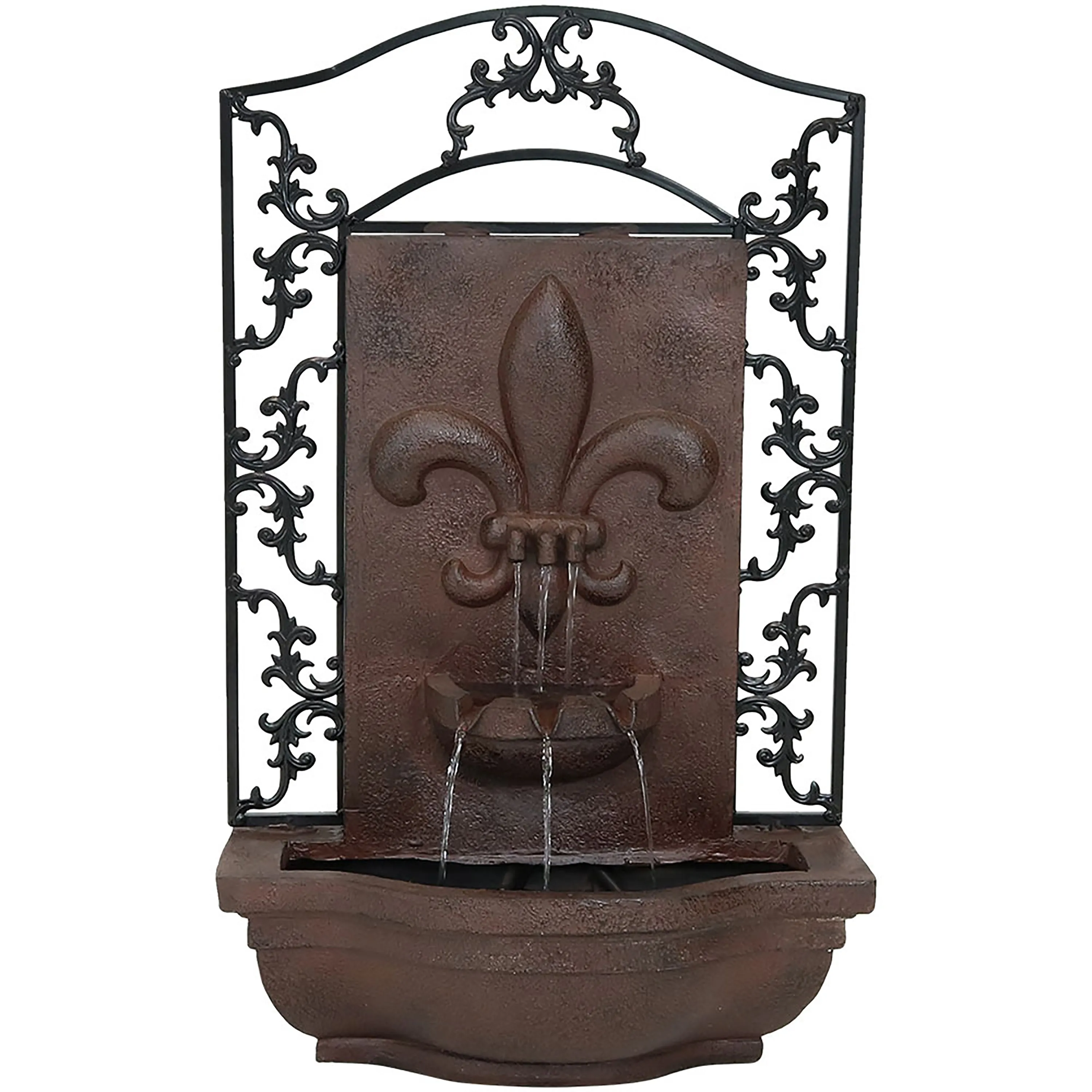 Sunnydaze French Lily Outdoor Wall Fountain with Battery Backup