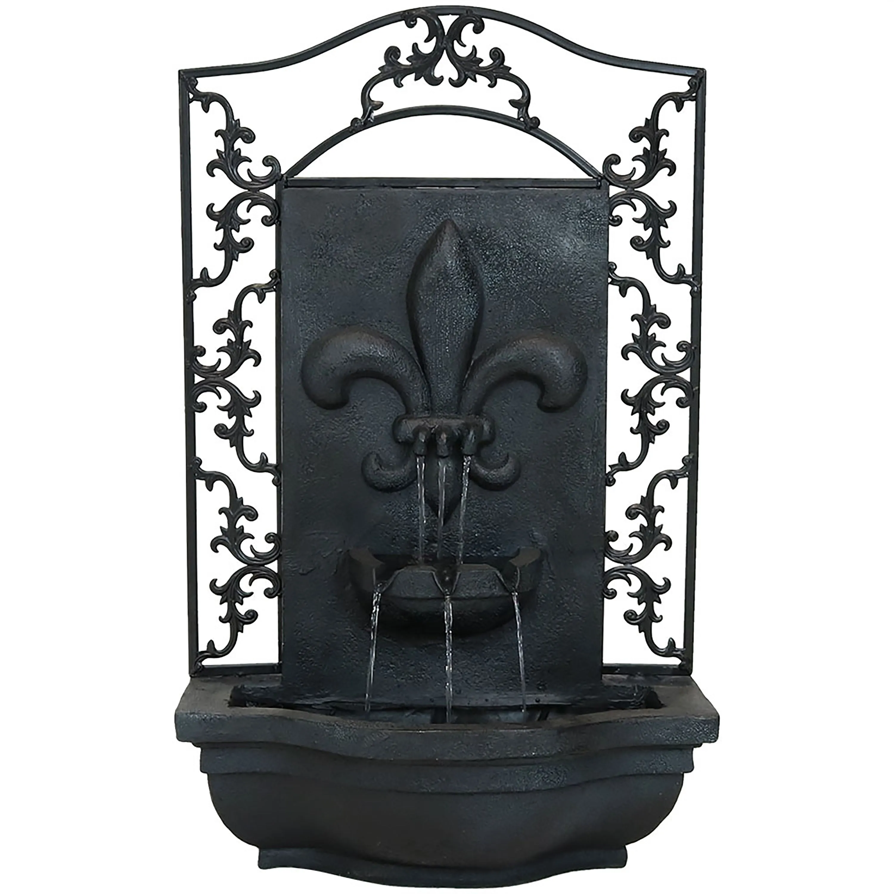 Sunnydaze French Lily Outdoor Wall Fountain with Battery Backup